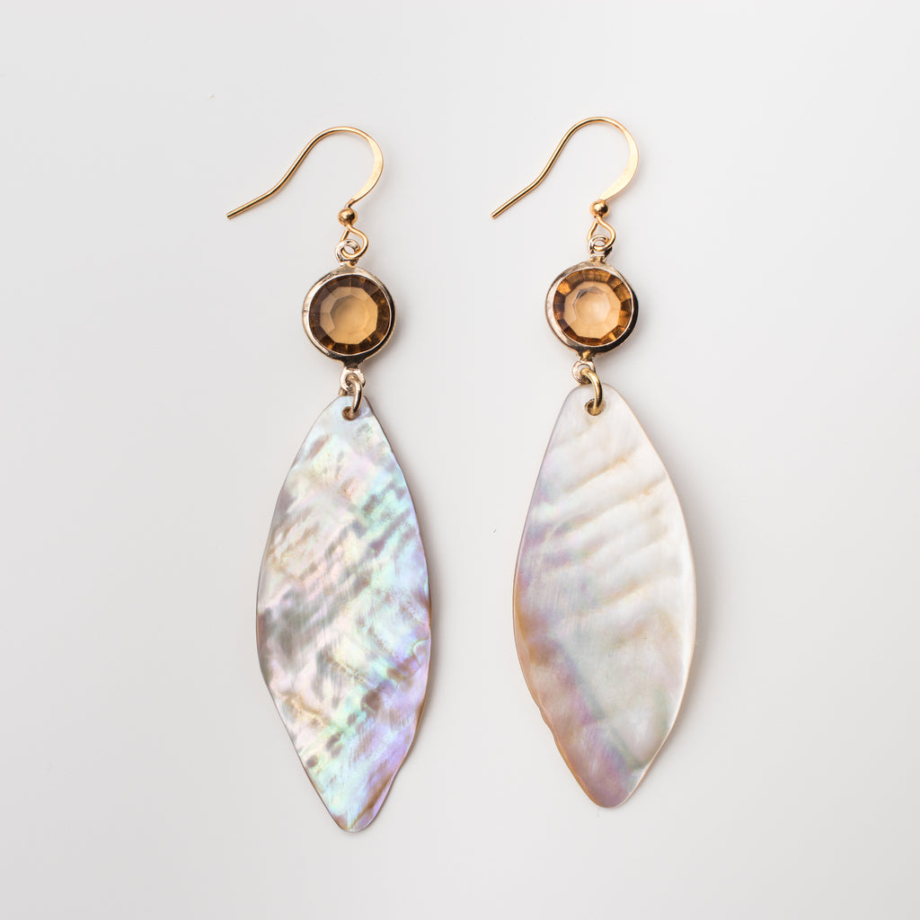 brass shell gold upcycle matching earrings