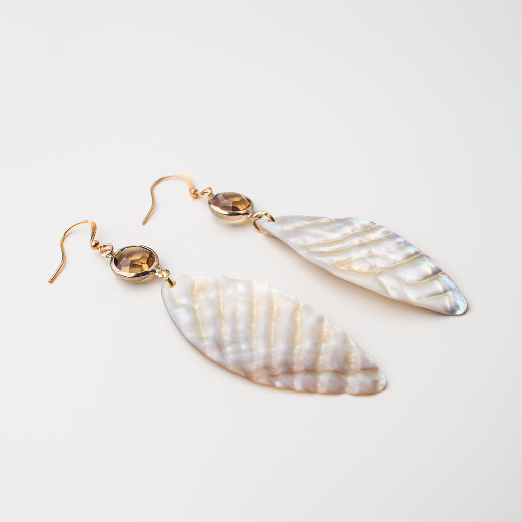 brass shell gold upcycle matching earrings